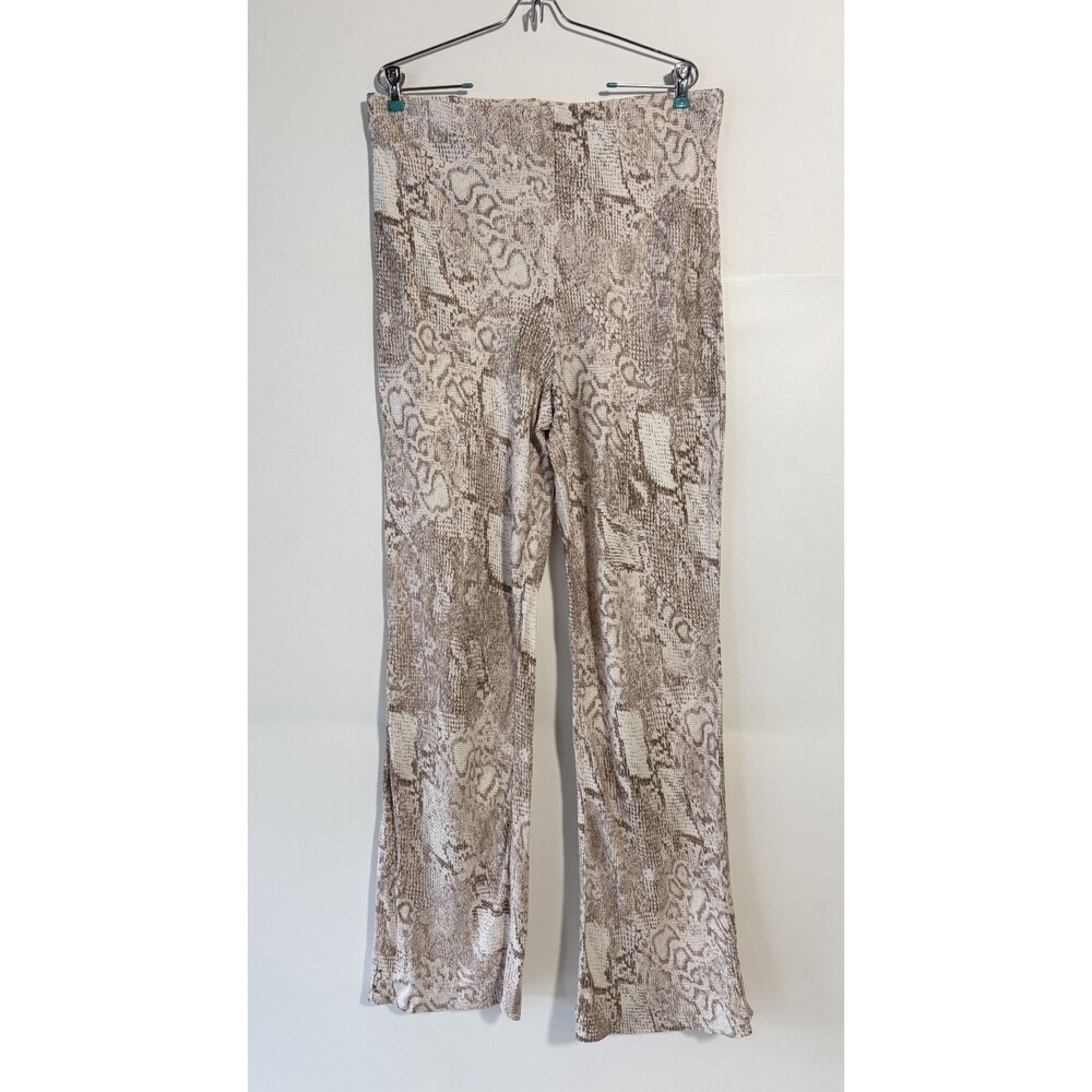 Antropologie The Tilda Wide Leg Pull On Pants Womens XL Beige Snake Print